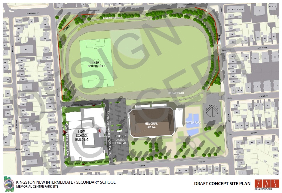 Memorial Centre - high school - draft concept site plan - 2015